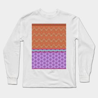 Persian Iranian Geometric Motif Patchwork Mixed Pattern Long Sleeve T-Shirt